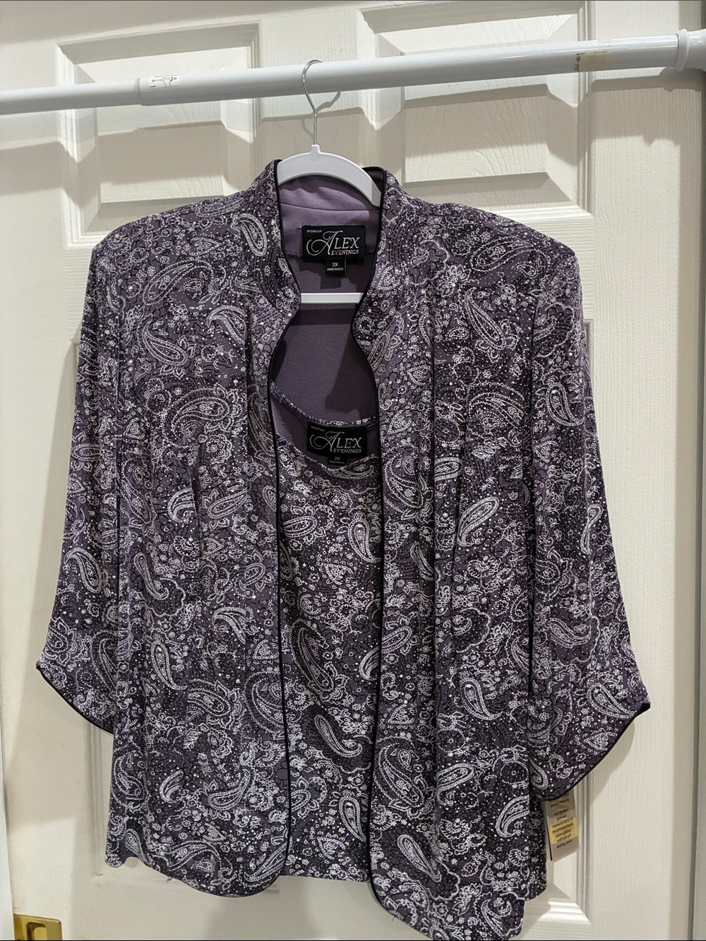 Alex Evenings Purple Paisley Blazer Jacket Set